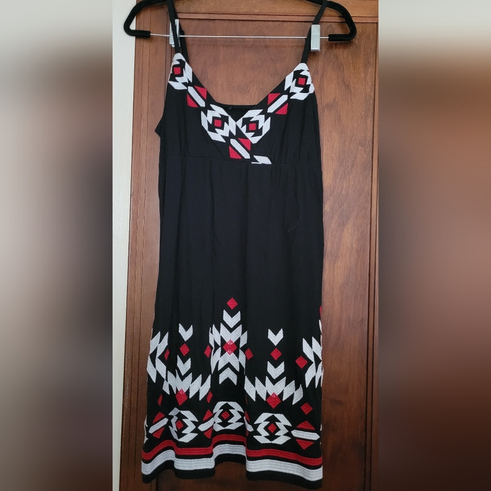 Black and Red Sleeveless Scoop Neck Sundress #4S